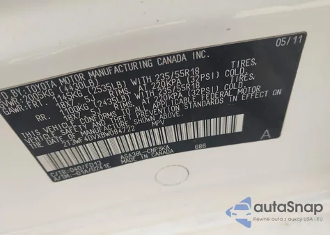 2011 Toyota Rav4 Sport from USA, damaged, VIN 2T3WF4DVXBW084722